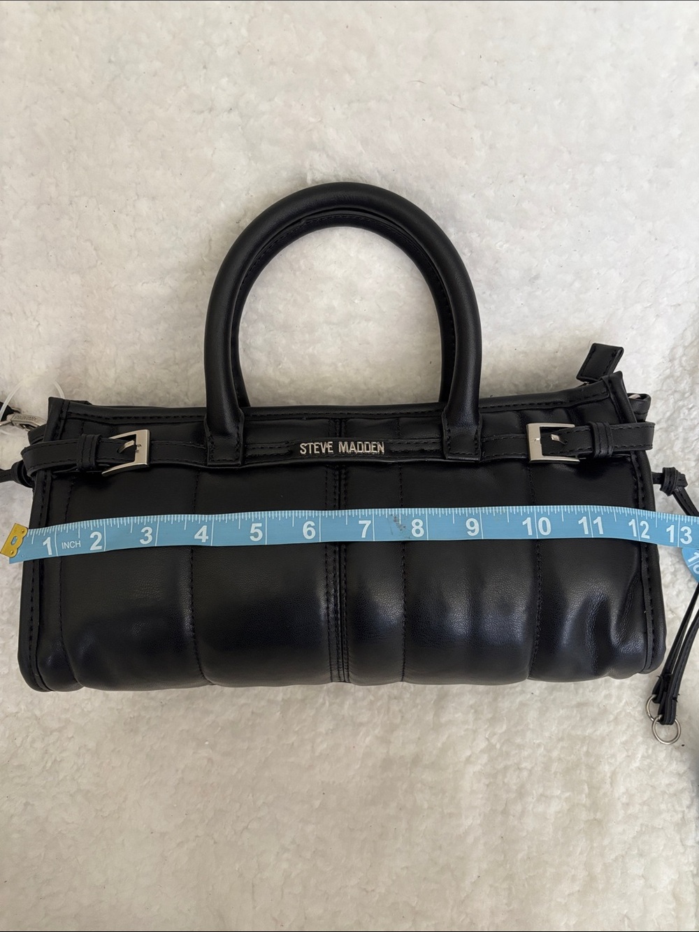 Steve Madden Black Quilted Mini Satchel Crossbody - Picture 7 of 7